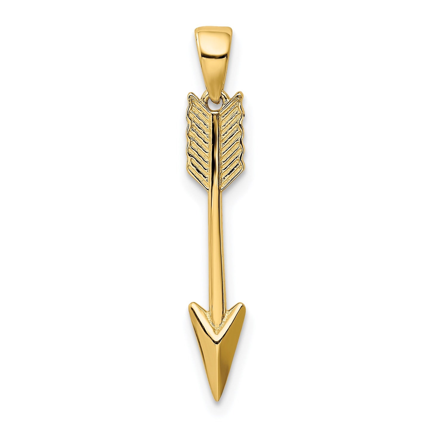14K Polished 3-D Arrow Pendant