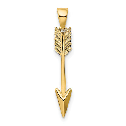 14K Polished 3-D Arrow Pendant