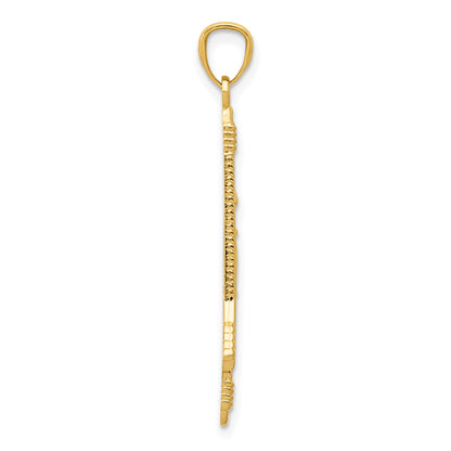 14k Polished and Textured Bow and Arrow Pendant