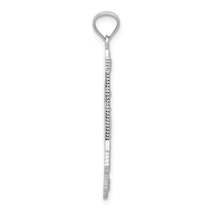 14k White Gold Polished and Textured Bow and Arrow Pendant