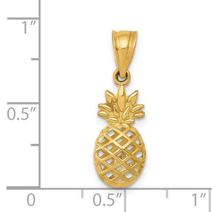 14k Polished 3-D Pineapple Pendant