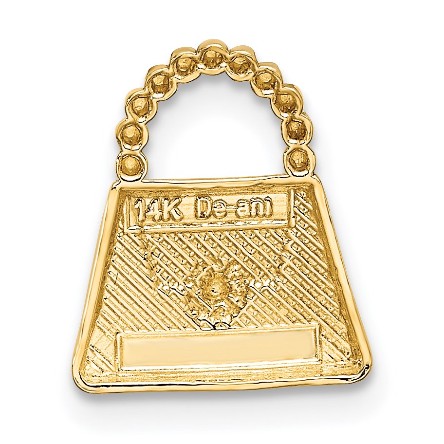 14K and White Rhodium Purse Chain Slide Pendant