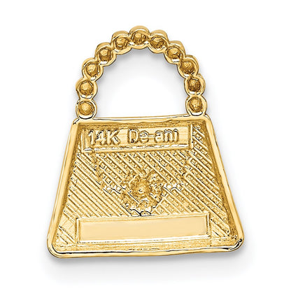 14K and White Rhodium Purse Chain Slide Pendant