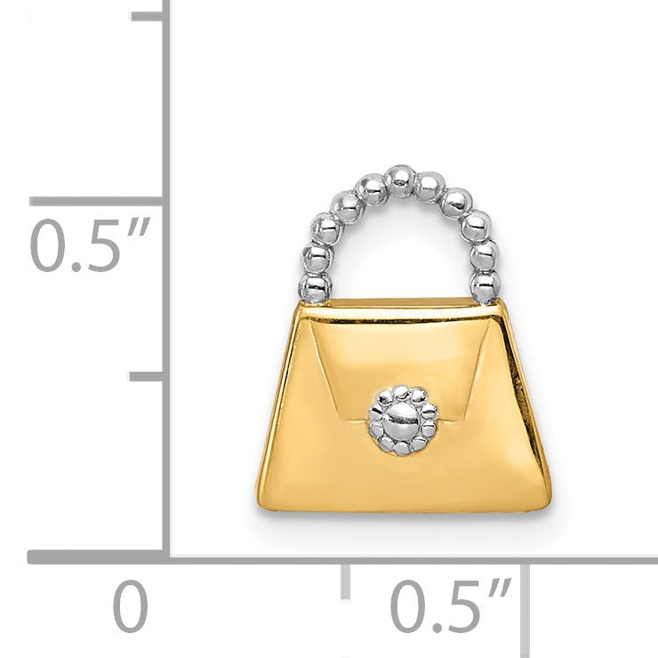 14K and White Rhodium Purse Chain Slide Pendant