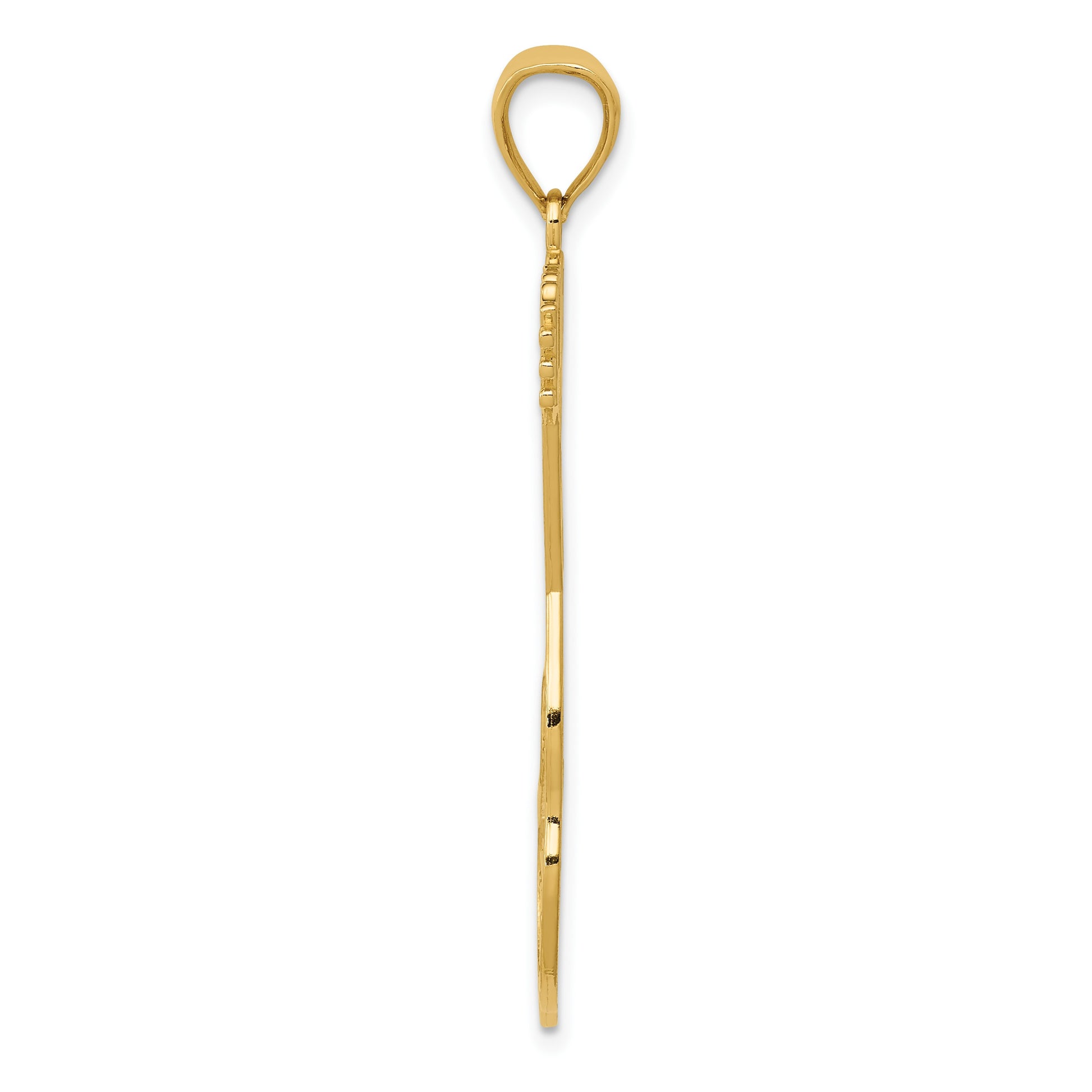 14k Large Electric Guitar with Strap Textured Pendant