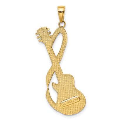14k Large Electric Guitar with Strap Textured Pendant