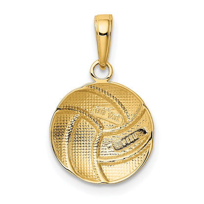 14K Polished Domed Volleyball Pendant
