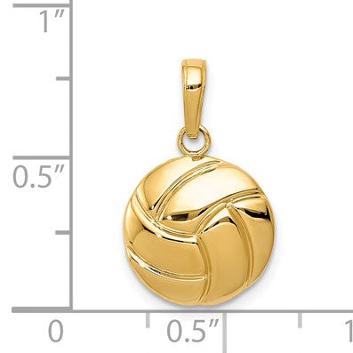 14K Polished Domed Volleyball Pendant