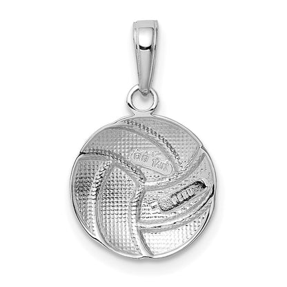 14K White Gold Polished Domed Volleyball Pendant