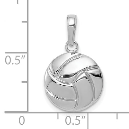 14K White Gold Polished Domed Volleyball Pendant