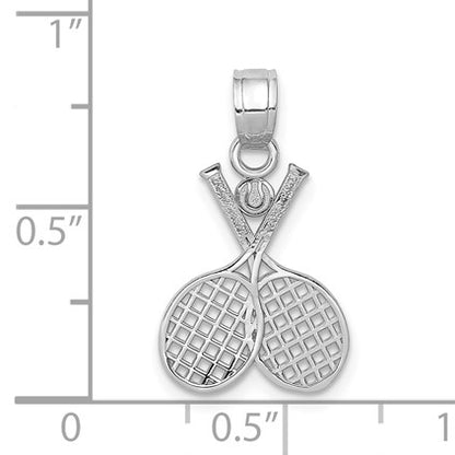 14k White Gold Double Tennis Racquet Charm