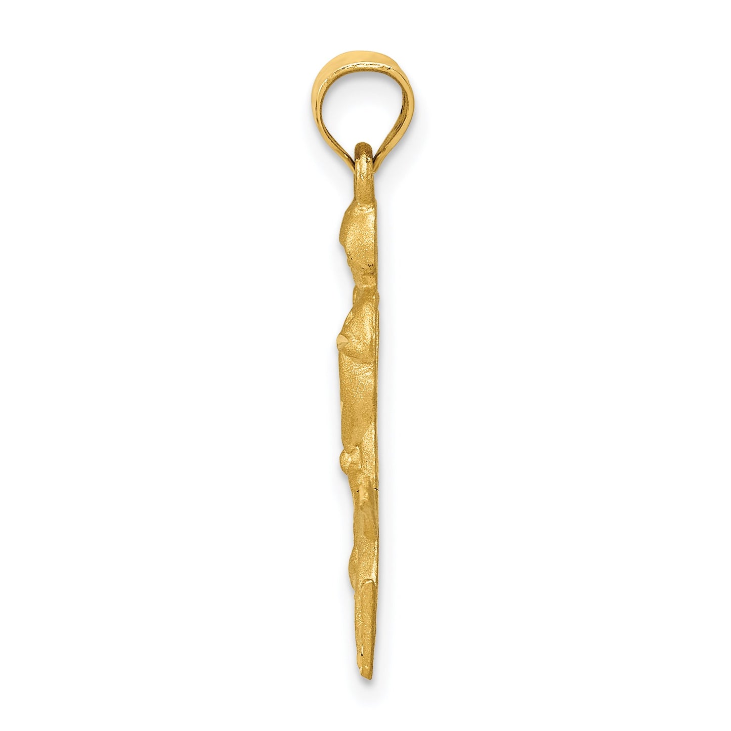 14K Satin Diamond-cut Hockey Player Pendant