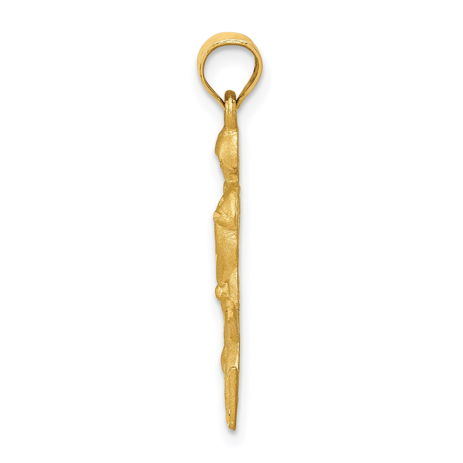 14K Satin Diamond-cut Hockey Player Pendant