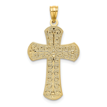 14K Two-tone Polished 2-Level Cross Pendant