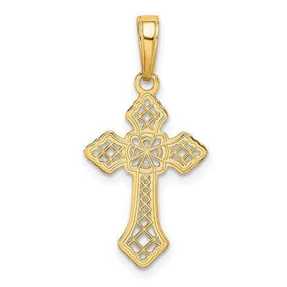 14K Polished Passion Cross with Lacey Center Pendant