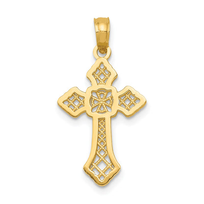 14K Polished Passion Cross with Lacey Center Pendant