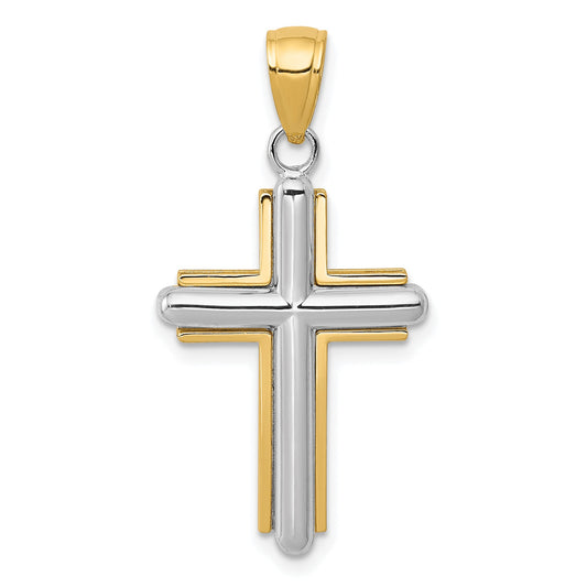 14k Two-tone Cross Pendant