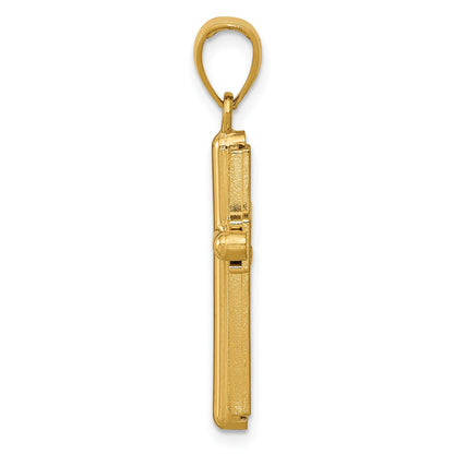 14K Polished Beveled Stick Cross with Frame Pendant