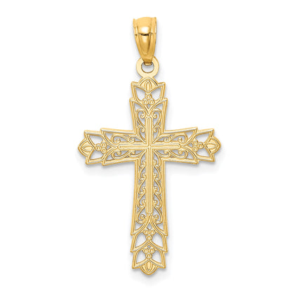 14k Polished Filigree Reversible Cross Pendant