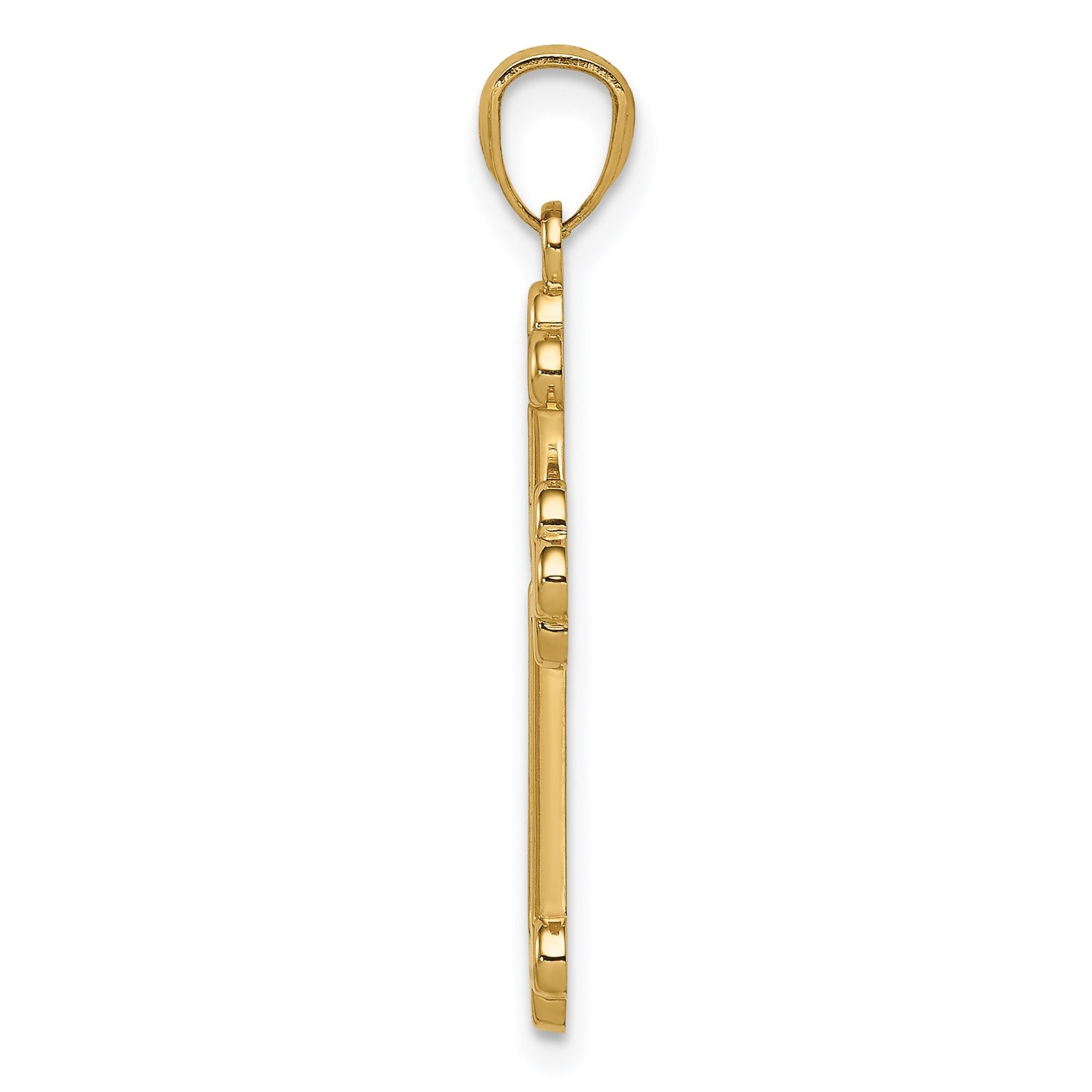 14k Two-tone Polished Budded Cross Pendant