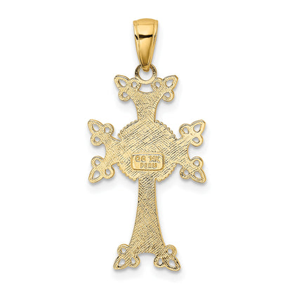 14K Polished and Textured Armenian Cross Pendant