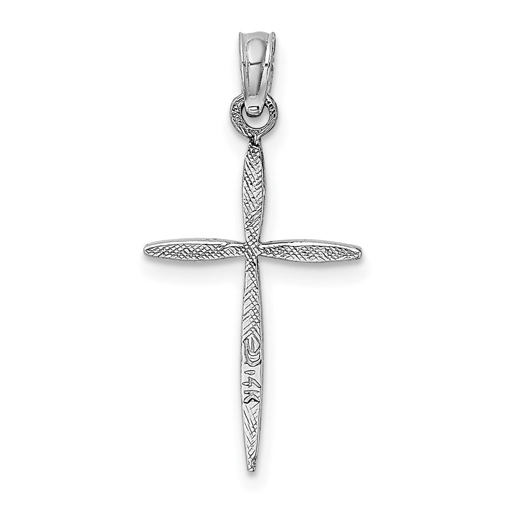 14K White Gold Polished Cross With Tapered Ends Pendant