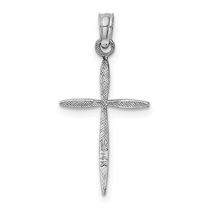 14K White Gold Polished Cross With Tapered Ends Pendant