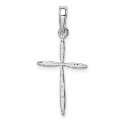 14K White Gold Polished Cross With Tapered Ends Pendant