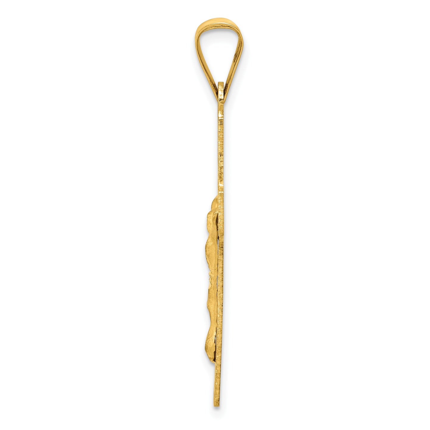 14k Polished Satin and Diamond-cut Crucifix Pendant