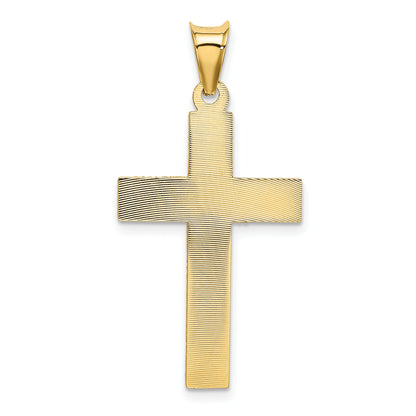 14k Polished Satin and Diamond-cut Crucifix Pendant