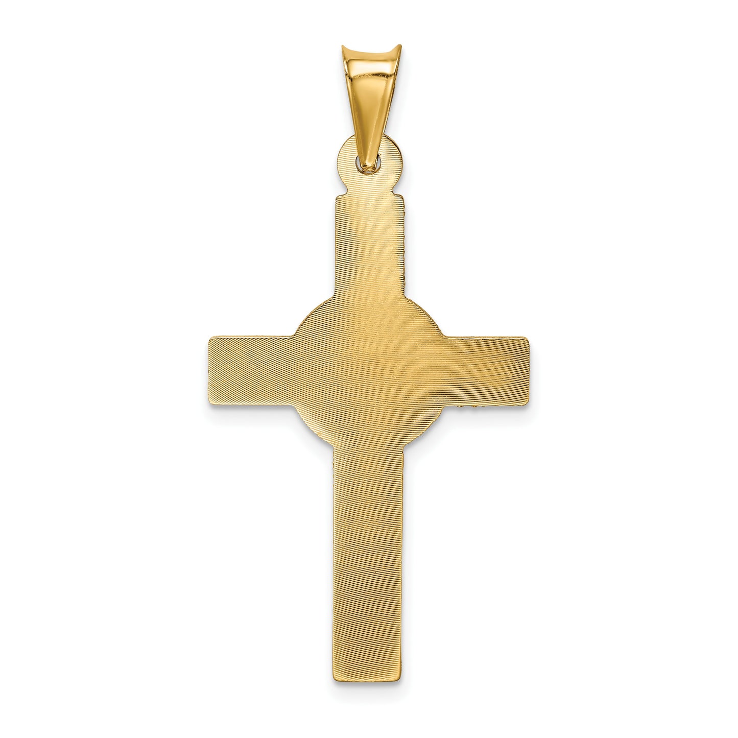 14k Polished Satin and Diamond-cut Crucifix Pendant