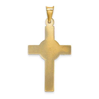 14k Polished Satin and Diamond-cut Crucifix Pendant