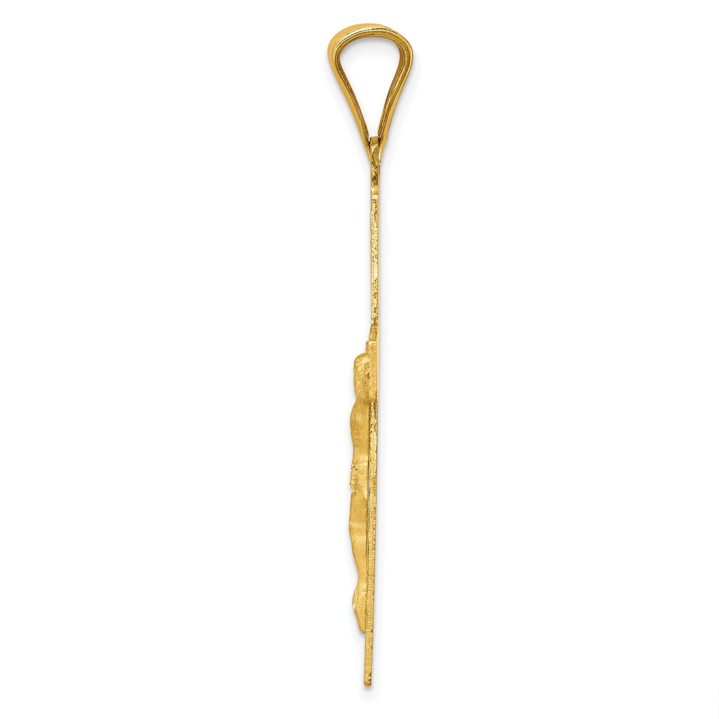 14k Polished Satin and Diamond-cut Crucifix Pendant
