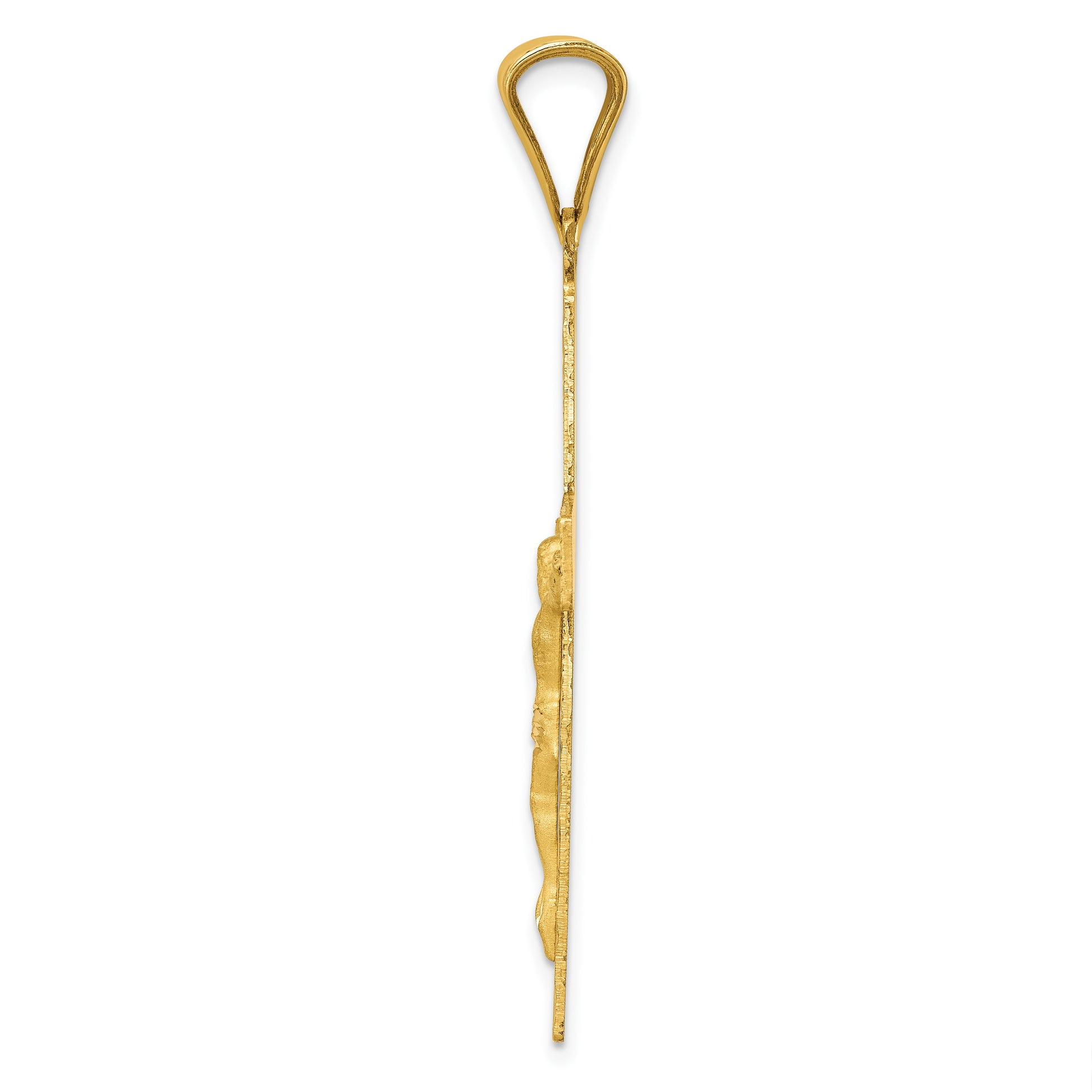 14k Polished Satin and Diamond-cut Crucifix Pendant