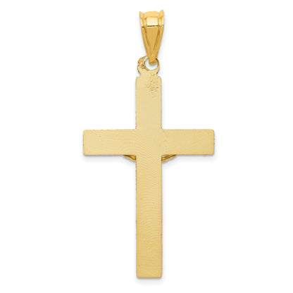 14k Polished Satin and Diamond-cut Crucifix Pendant
