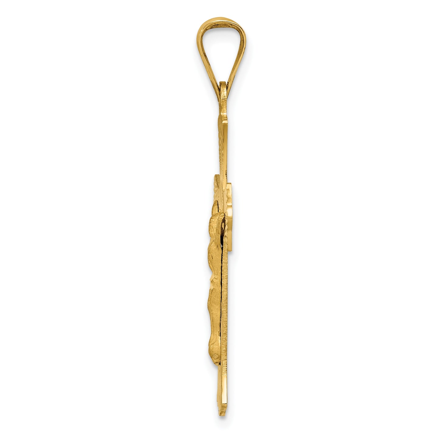 14k Polished Satin and Diamond-cut Crucifix Pendant
