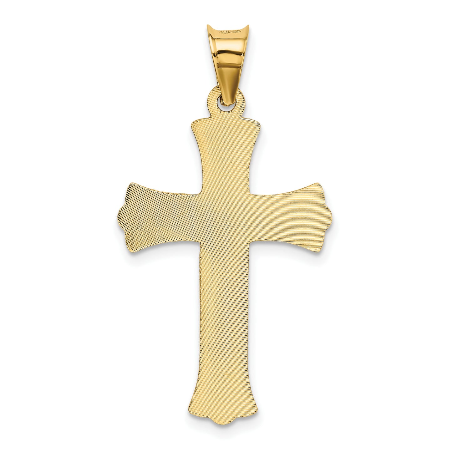 14k Polished Satin and Diamond-cut Crucifix Pendant
