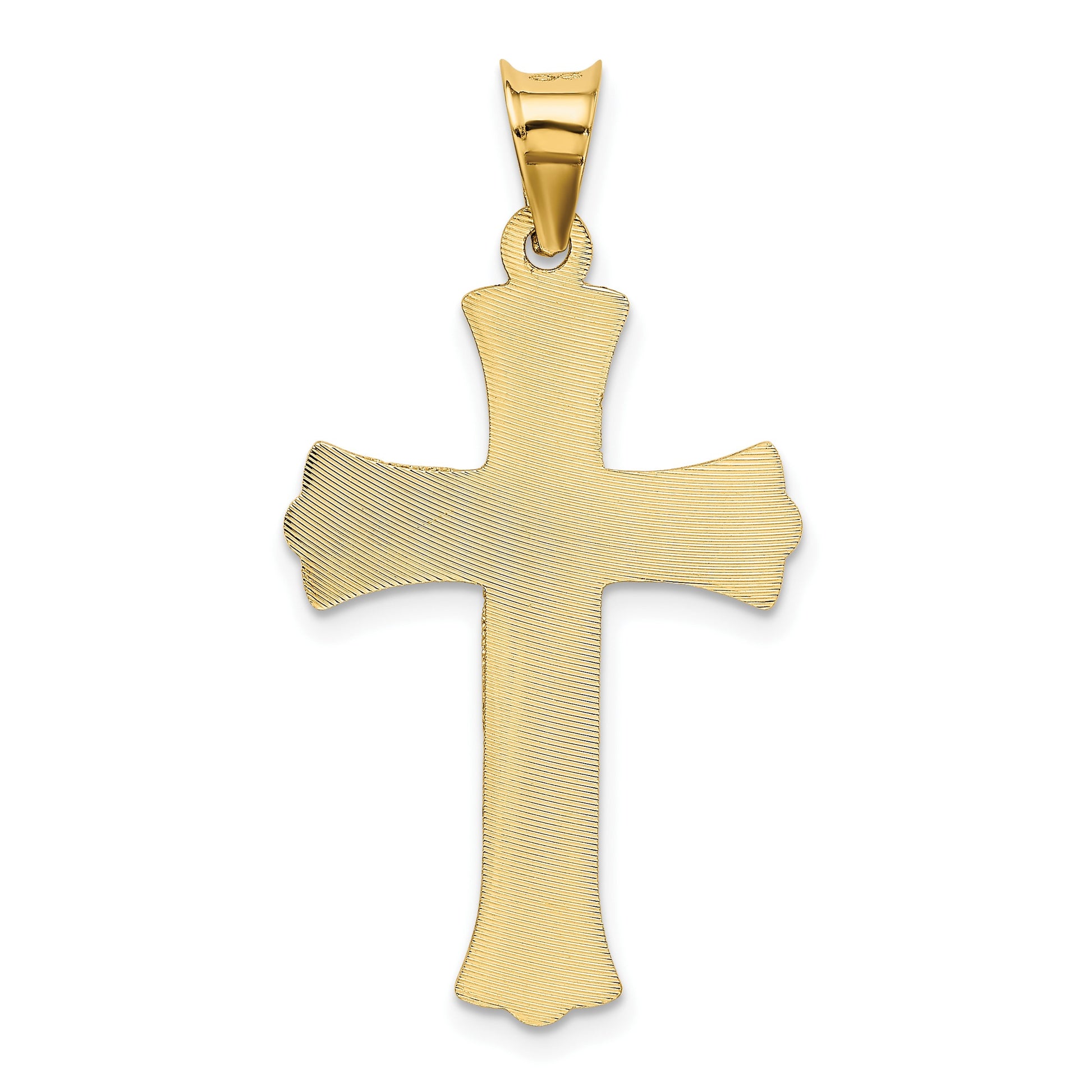 14k Polished Satin and Diamond-cut Crucifix Pendant
