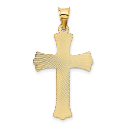 14k Polished Satin and Diamond-cut Crucifix Pendant