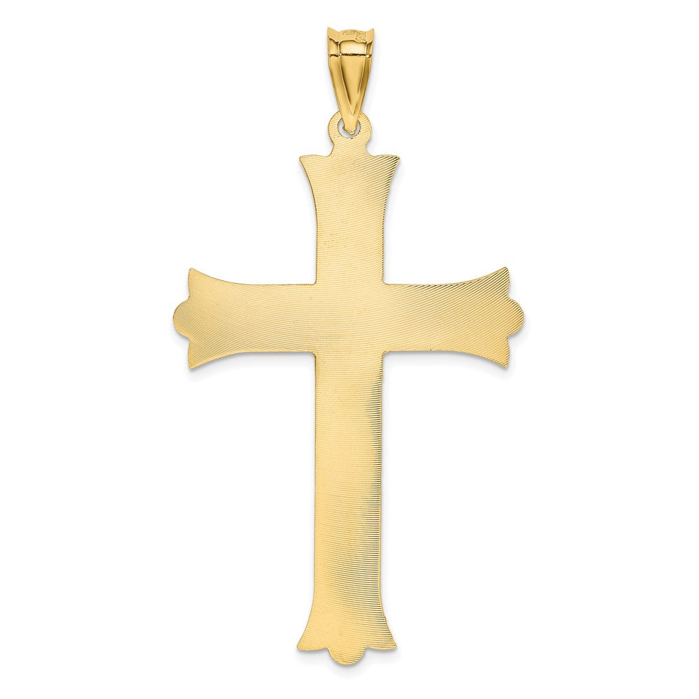 14k Polished, Satin and Diamond-cut Crucifix Cross Pendant