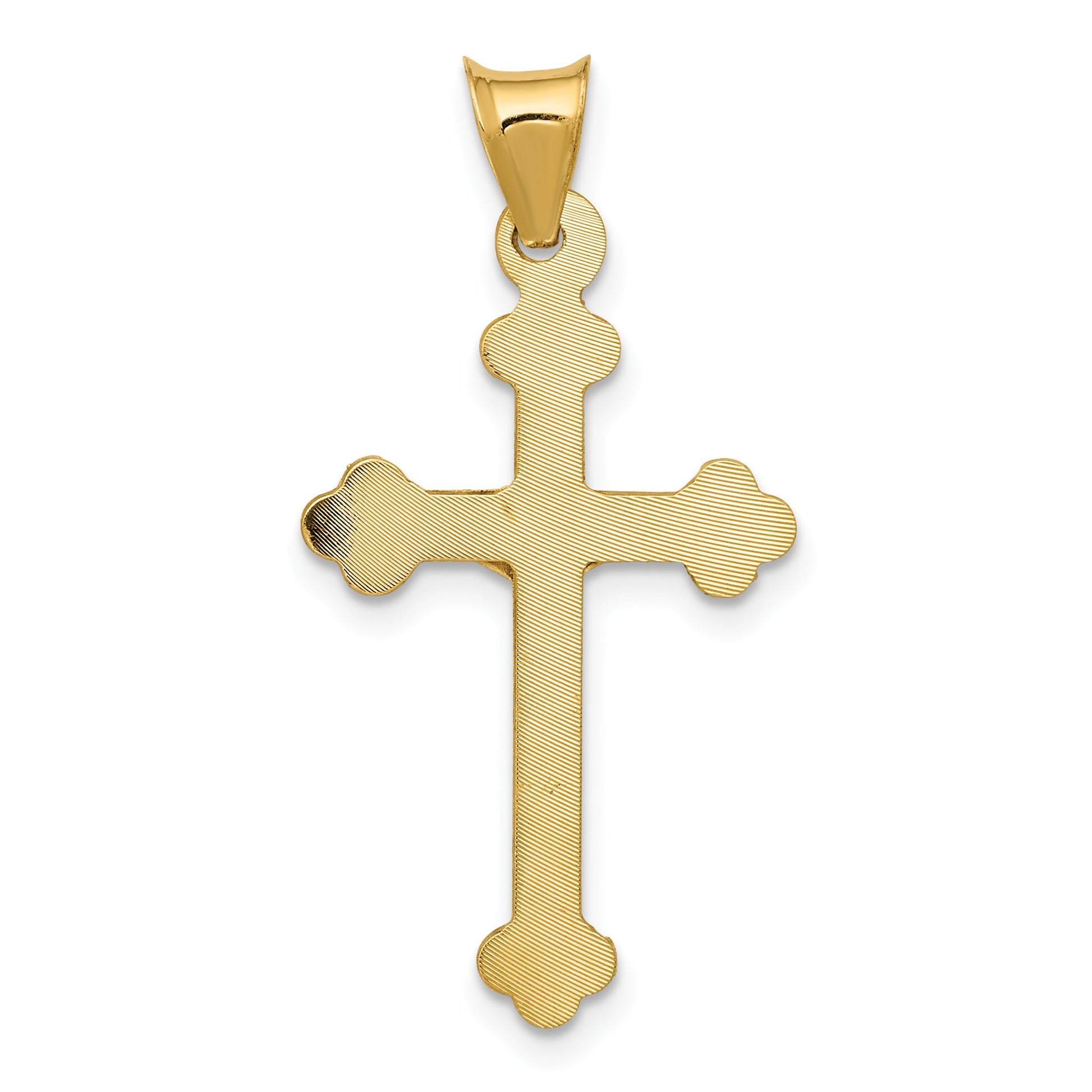14k Polished Satin and Diamond-cut Crucifix Pendant