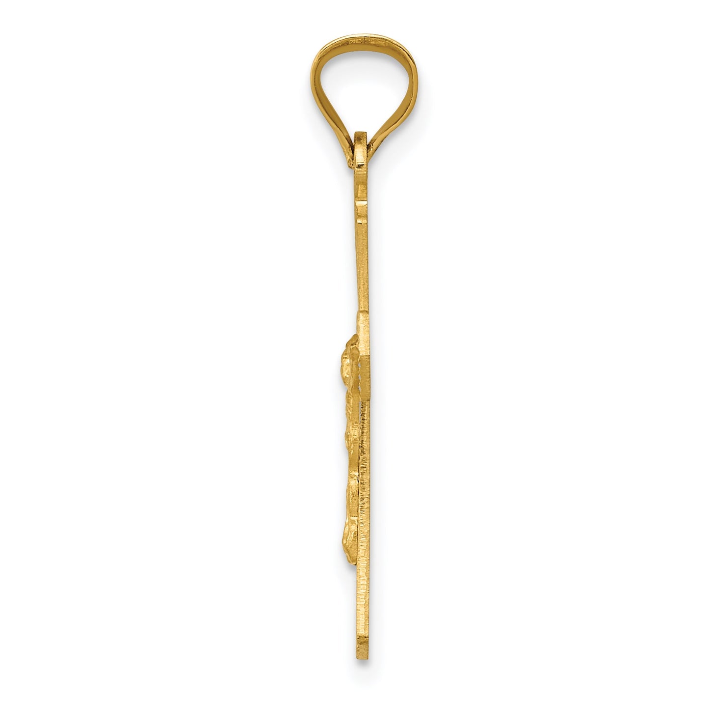 14k Polished Satin and Diamond-cut Crucifix Pendant