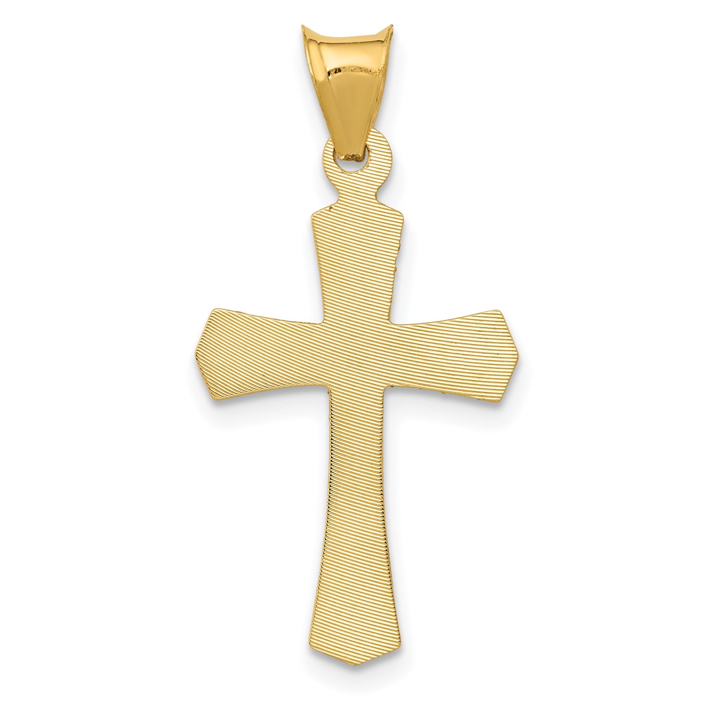 14k Polished Satin and Diamond-cut Crucifix Pendant