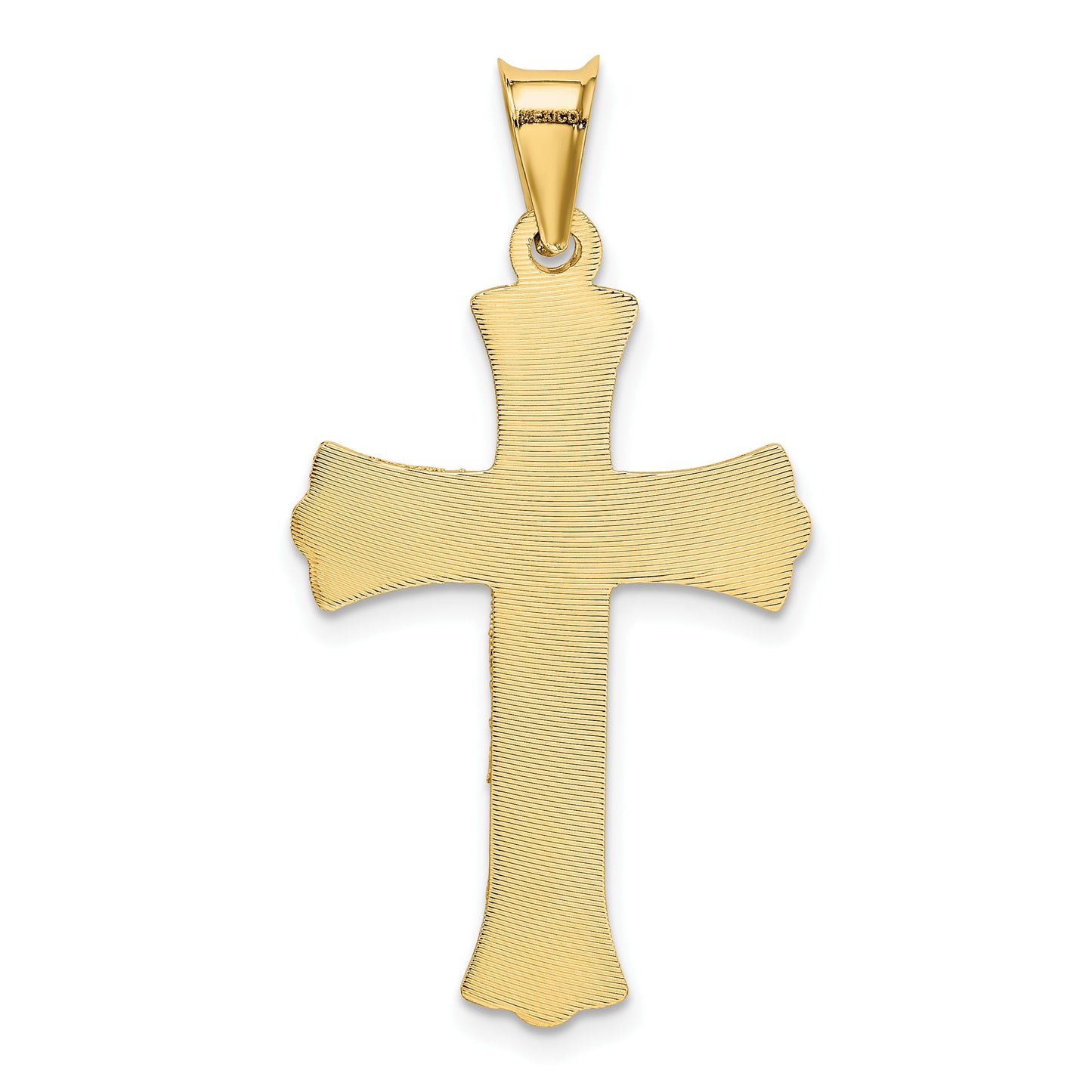 14k Polished Satin and Diamond-cut Crucifix Pendant