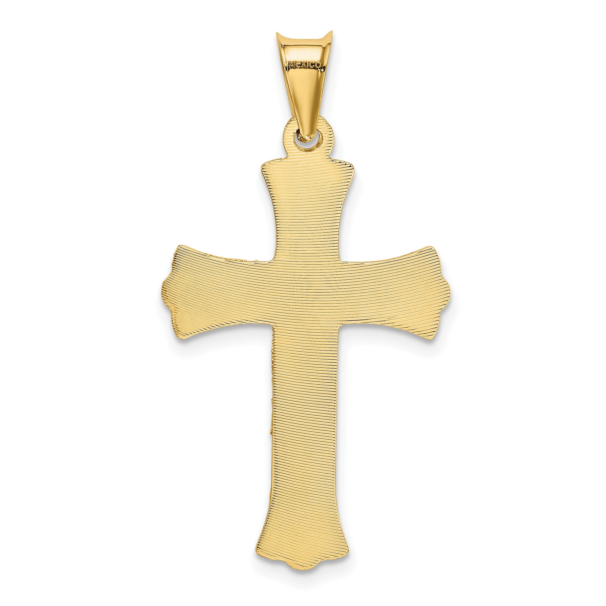 14k Polished Satin and Diamond-cut Crucifix Pendant