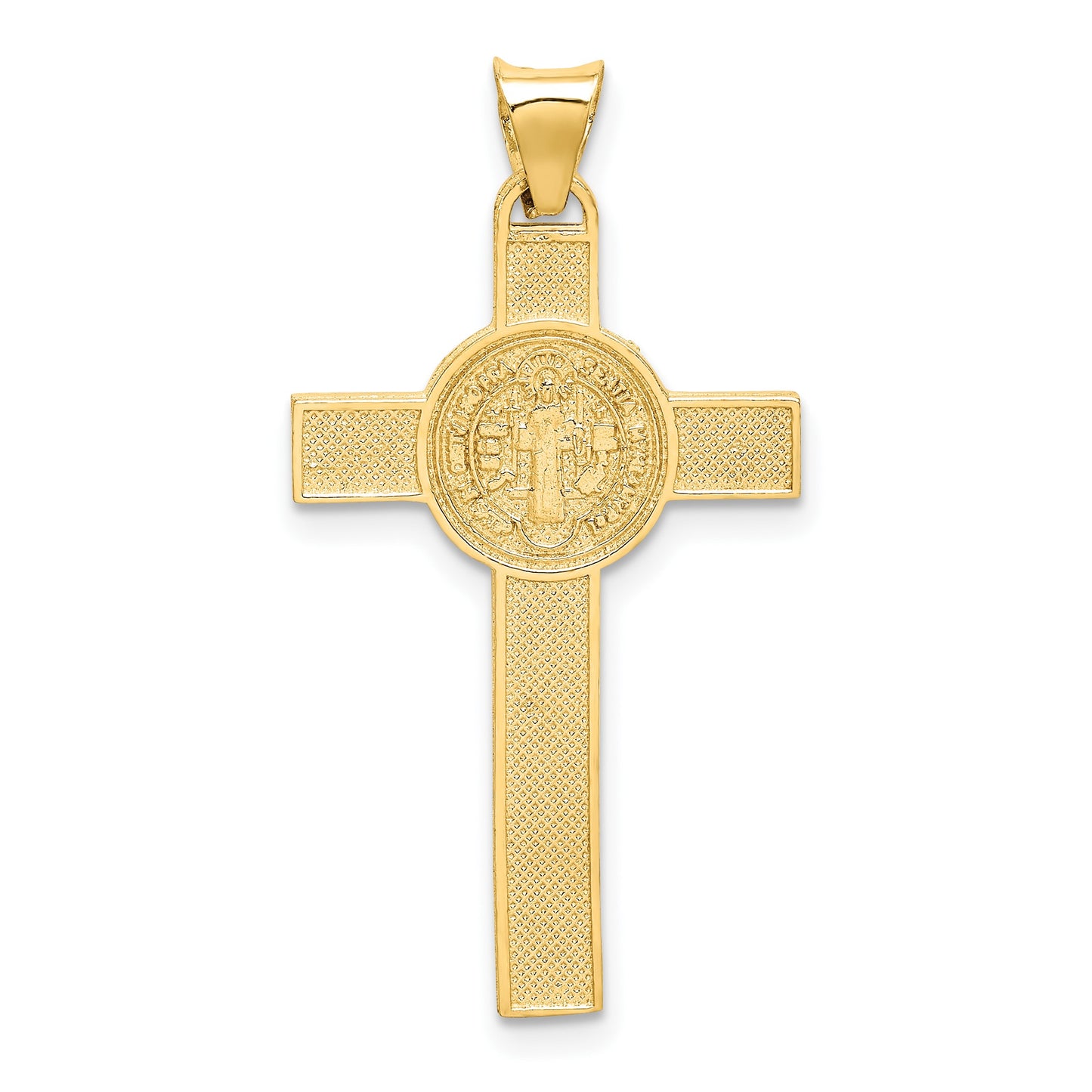 14k Two-Tone Crucifix Reverses to St. Benedict Medal Pendant