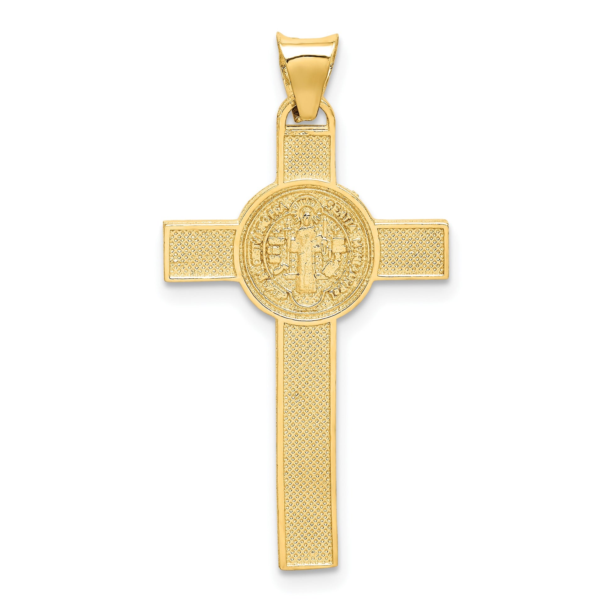 14k Two-Tone Crucifix Reverses to St. Benedict Medal Pendant