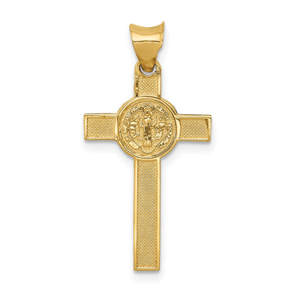 14k Two-Tone Crucifix Reverses to St. Benedict Medal Pendant
