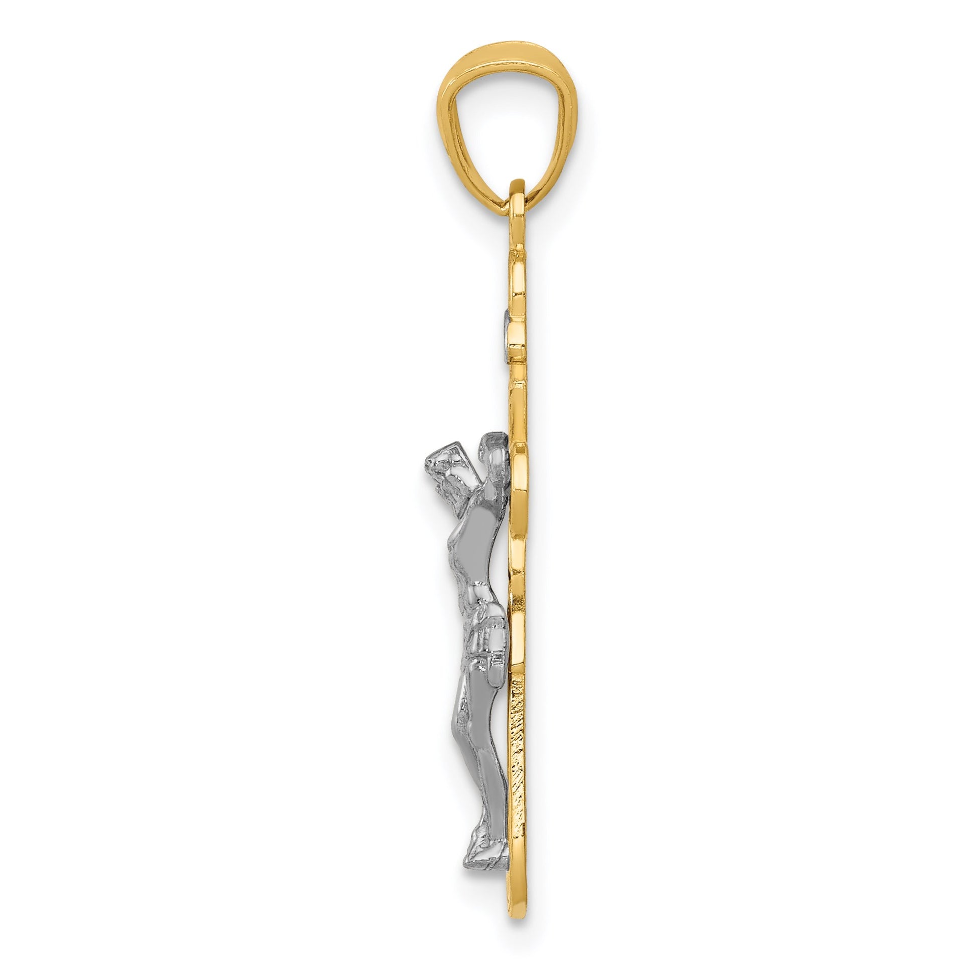14K Two-tone and White Rhodium Small Passion Crucifix Pendant