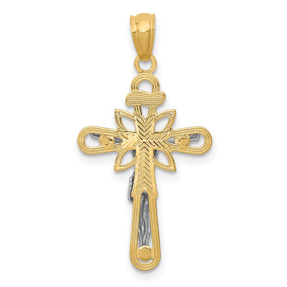 14K Two-tone and White Rhodium Small Passion Crucifix Pendant